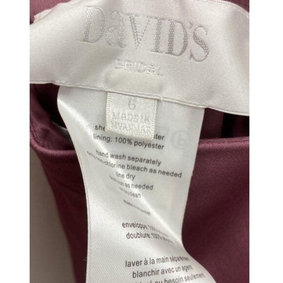 David’s Bridal Dusty Rose Satin Gown Size 6 NWT - Picture 6 of 8